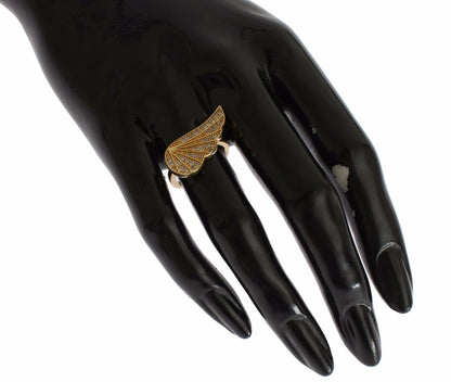 Nialaya Damen Ring aus vergoldetem Sterlingsilber in Gold mit klaren CZ-Kristallen