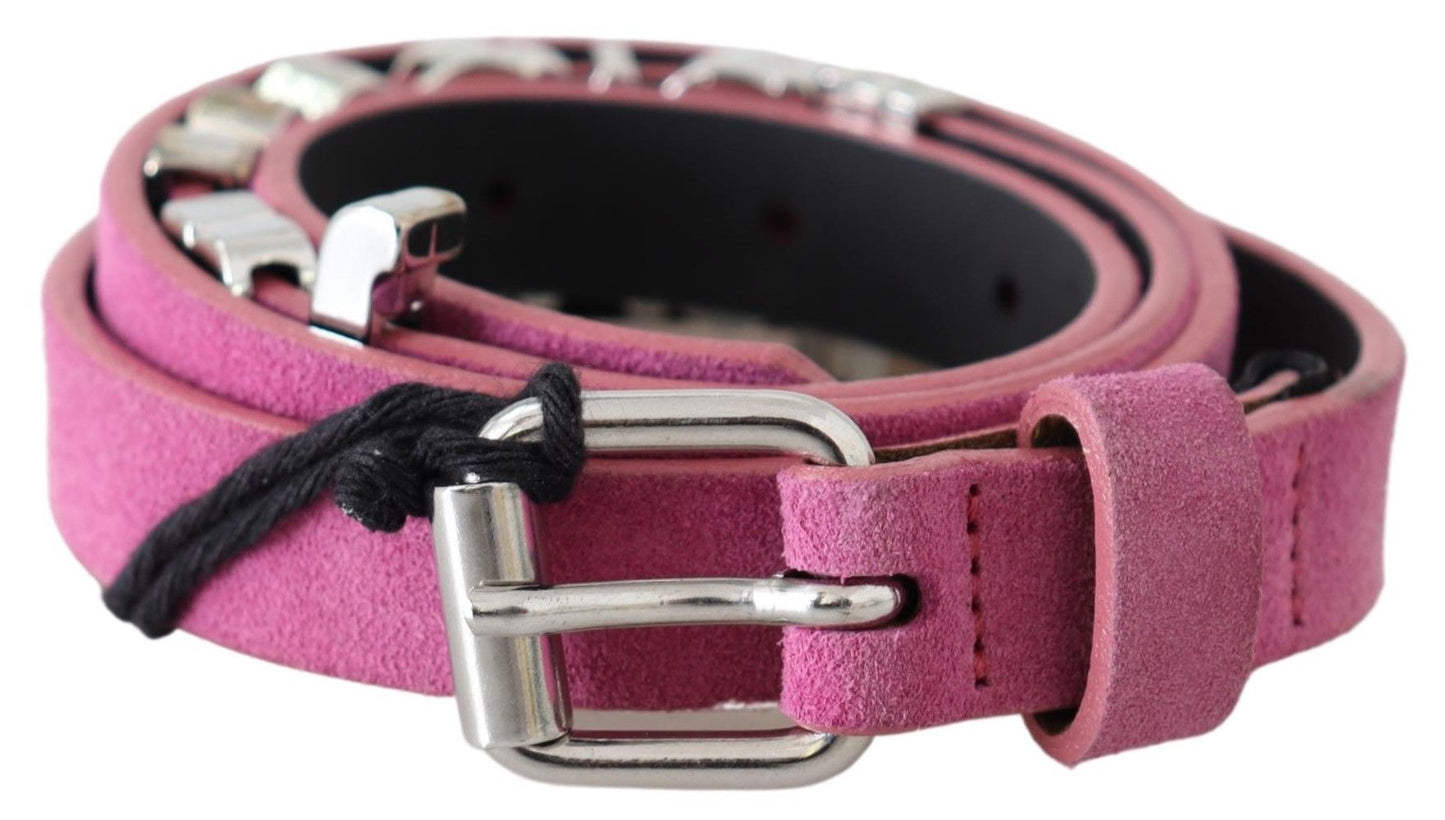 Just Cavalli Taillengürtel aus Leder in Fuchsia Pink mit silberfarbener Schließe