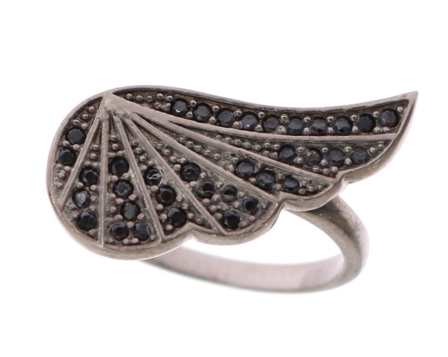 Nialaya Damen Ring aus schwarzem rhodiniertem Sterlingsilber mit schwarzen CZ-Kristallen