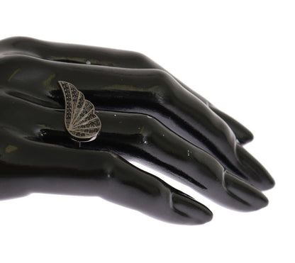 Nialaya Damen Ring aus schwarzem rhodiniertem Sterlingsilber mit schwarzen CZ-Kristallen