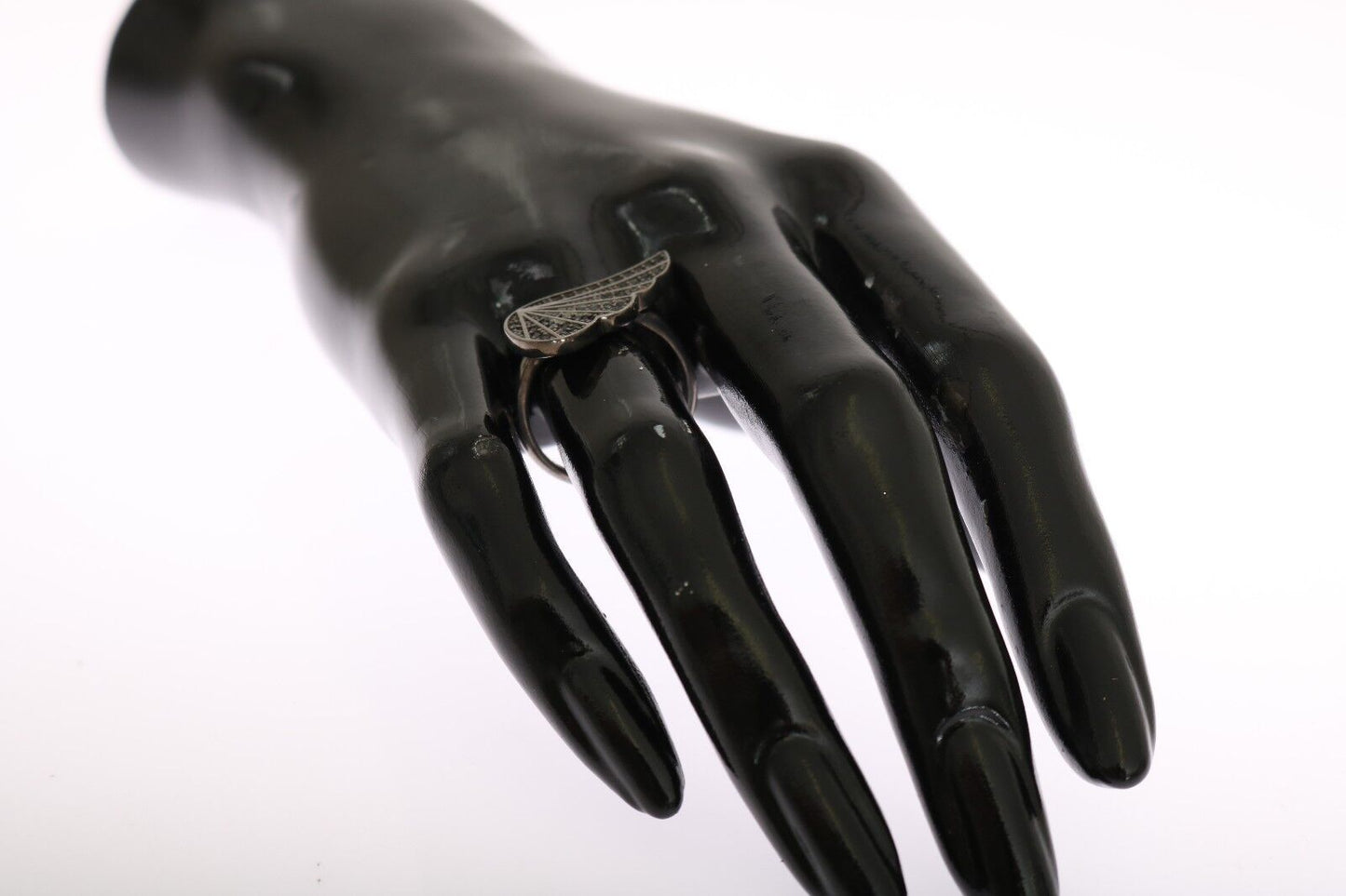 Nialaya Damen Ring aus schwarzem rhodiniertem Sterlingsilber mit schwarzen CZ-Kristallen