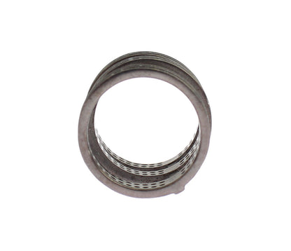 Nialaya Damen Ring aus rhodiniertem Sterlingsilber in Schwarz mit CZ-Kristallen