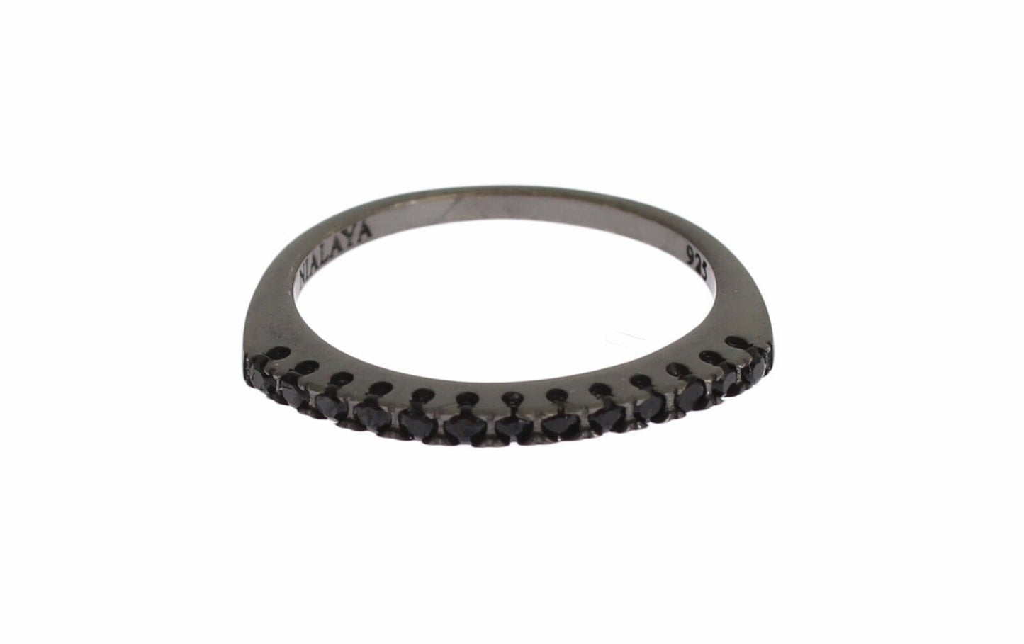 Nialaya Damen Ring aus Sterlingsilber in Schwarz mit CZ-Kristallen