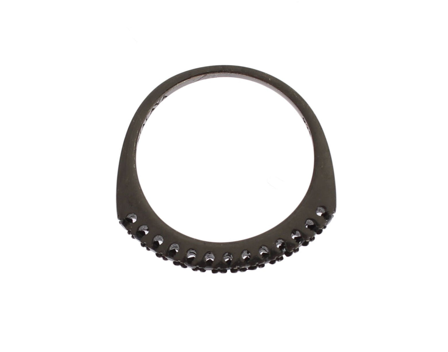 Nialaya Damen Ring aus Sterlingsilber in Schwarz mit CZ-Kristallen