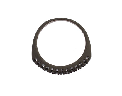 Nialaya Damen Ring aus Sterlingsilber in Schwarz mit CZ-Kristallen
