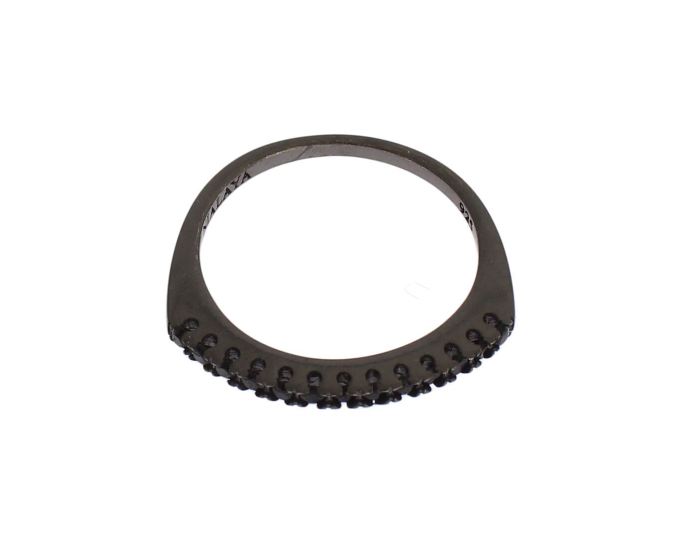 Nialaya Damen Ring aus Sterlingsilber in Schwarz mit CZ-Kristallen
