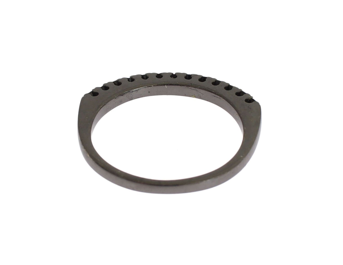 Nialaya Damen Ring aus Sterlingsilber in Schwarz mit CZ-Kristallen