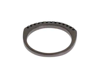 Nialaya Damen Ring aus Sterlingsilber in Schwarz mit CZ-Kristallen