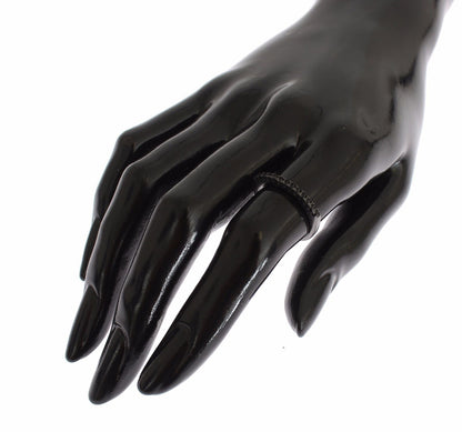 Nialaya Damen Ring aus Sterlingsilber in Schwarz mit CZ-Kristallen