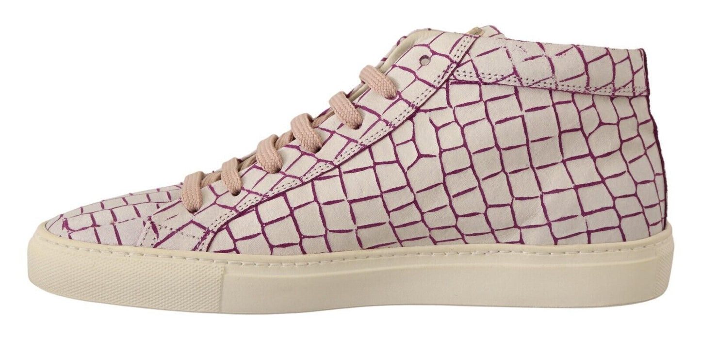 Hide & Jack Mid-Cut Sneaker aus Leder in Weiß und Bordeaux
