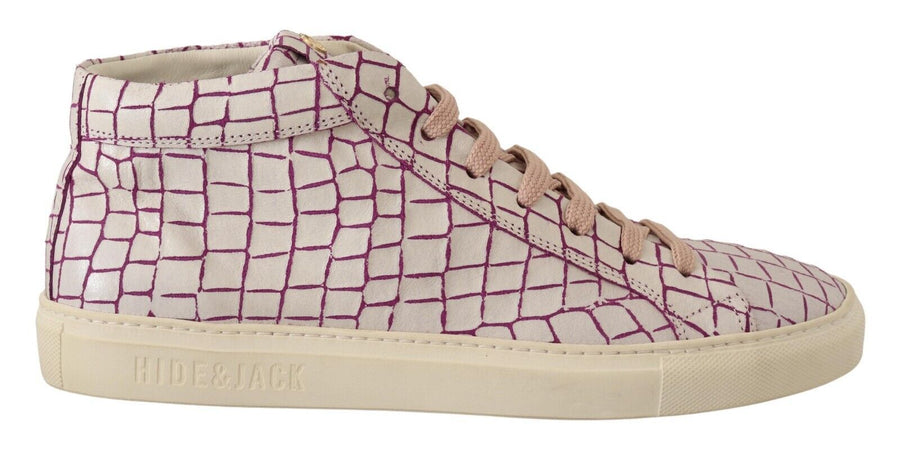 Hide & Jack Mid-Cut Sneaker aus Leder in Weiß und Bordeaux