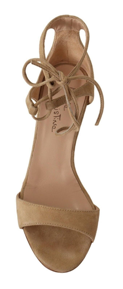 Maria Christina Heels Pumps aus Veloursleder in Beige