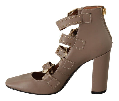 My Twin Heels Pumps aus Leder in Braun mit Blockabsatz