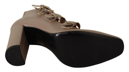 My Twin Heels Pumps aus Leder in Braun mit Blockabsatz