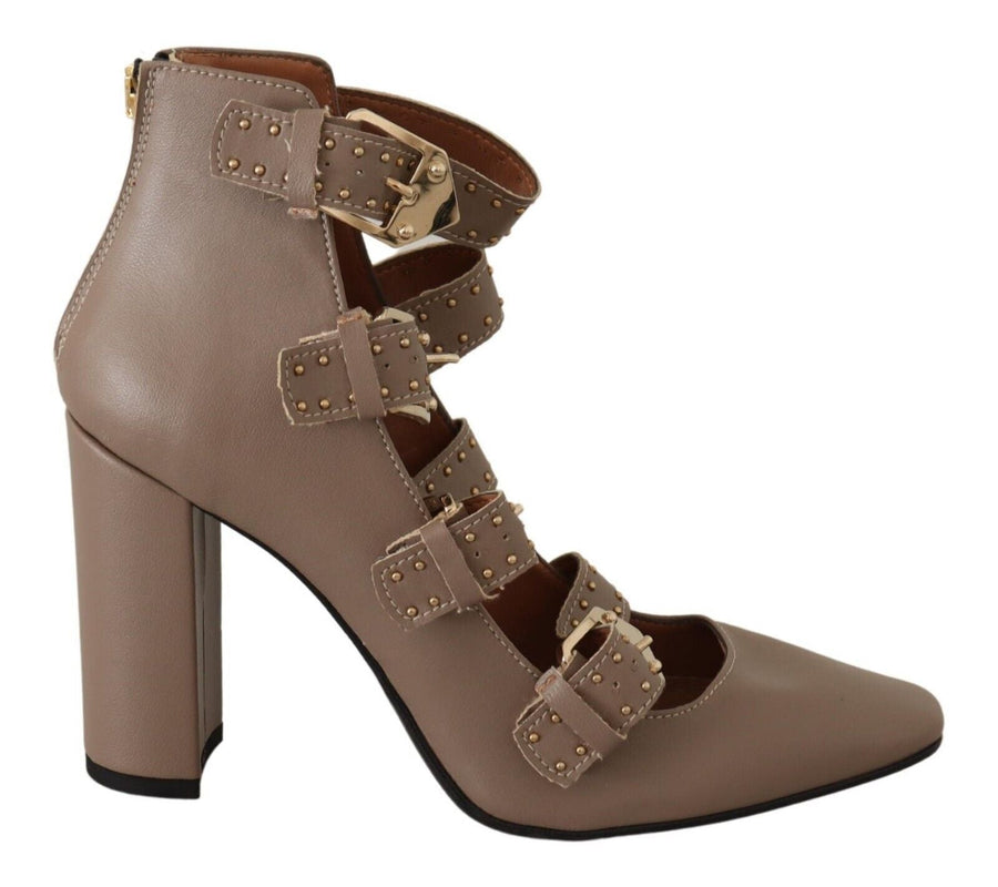 My Twin Heels Pumps aus Leder in Braun mit Blockabsatz