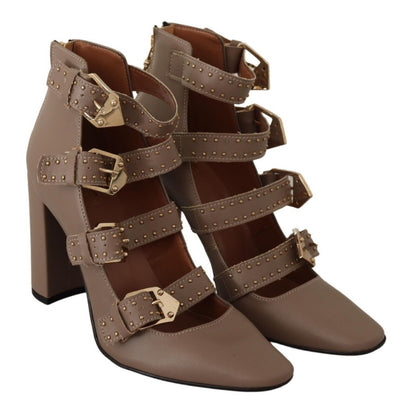 My Twin Heels Pumps aus Leder in Braun mit Blockabsatz