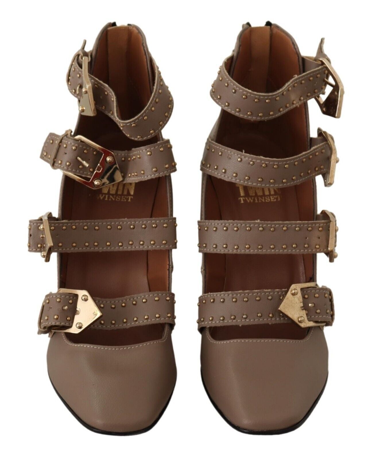 My Twin Heels Pumps aus Leder in Braun mit Blockabsatz