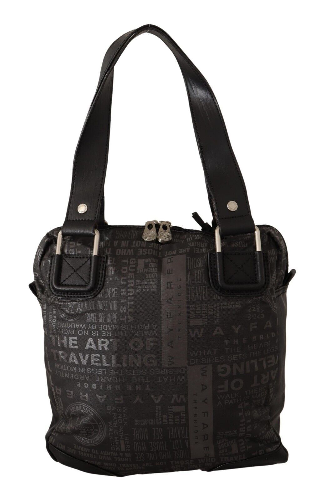 Wayfarer Damen Handtasche Stoff Schwarz Grau