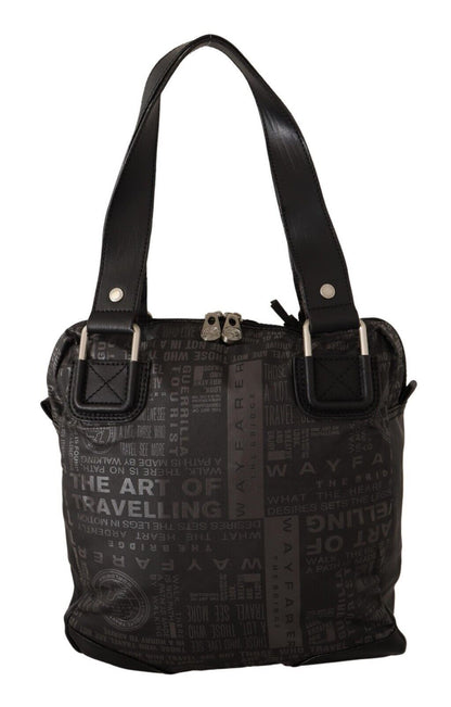 Wayfarer Damen Handtasche Stoff Schwarz Grau