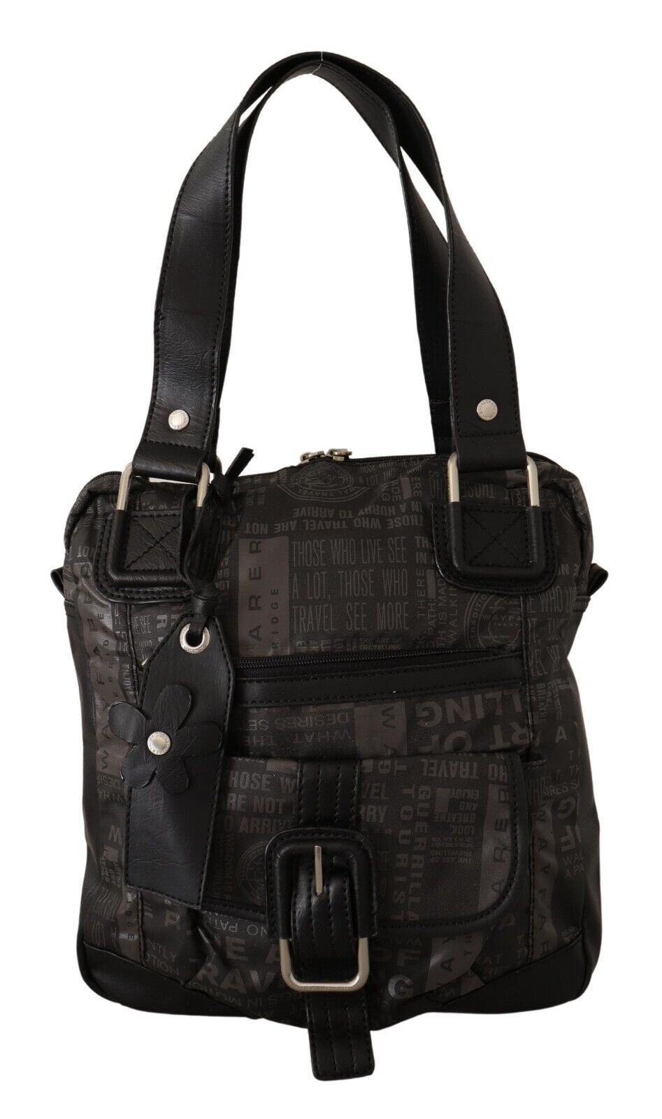 Wayfarer Damen Handtasche Stoff Schwarz Grau
