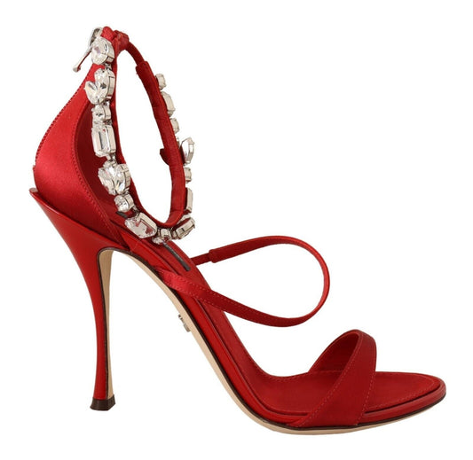 Dolce & Gabbana Sandaletten Keira aus Satin in Rot mit Kristallen