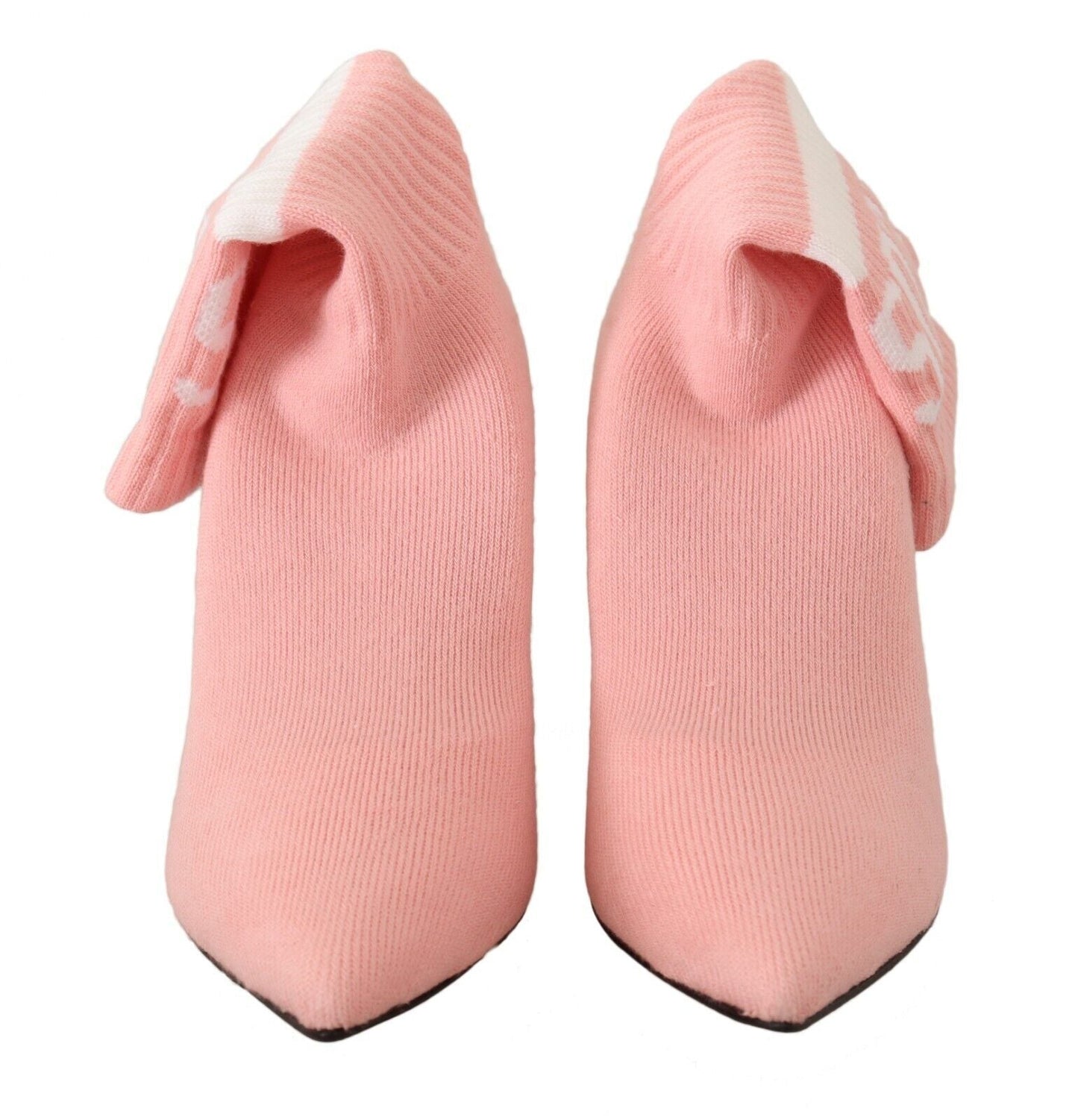 GCDS Damen Ankle Boots aus Veloursleder in Pink mit Logo-Socke