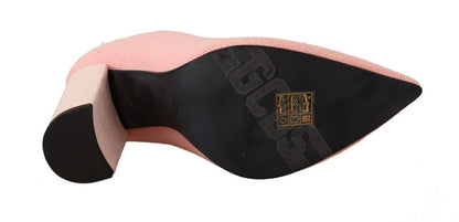 GCDS Damen Ankle Boots aus Veloursleder in Pink mit Logo-Socke