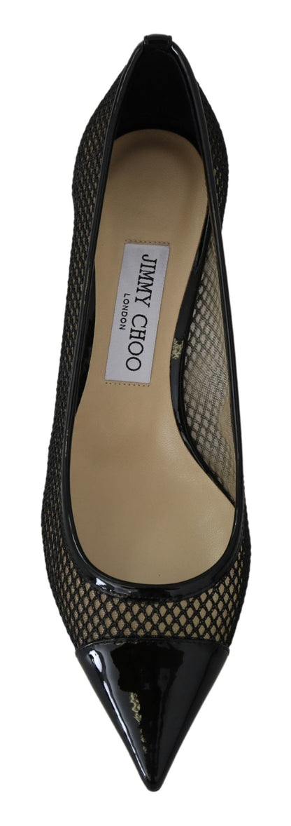 Jimmy Choo Pumps Amika 50 aus Mesh und Lack in Schwarz