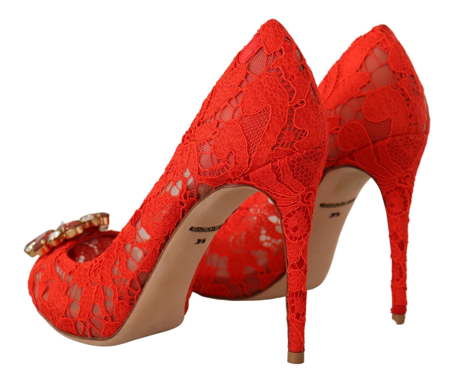 Dolce & Gabbana Pumps Taormina aus Spitze in Rot mit Kristallen