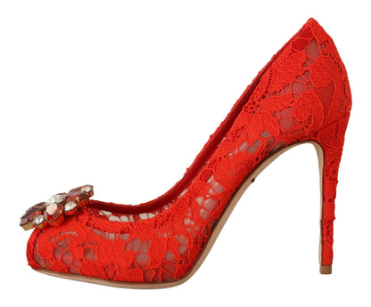Dolce & Gabbana Pumps Taormina aus Spitze in Rot mit Kristallen