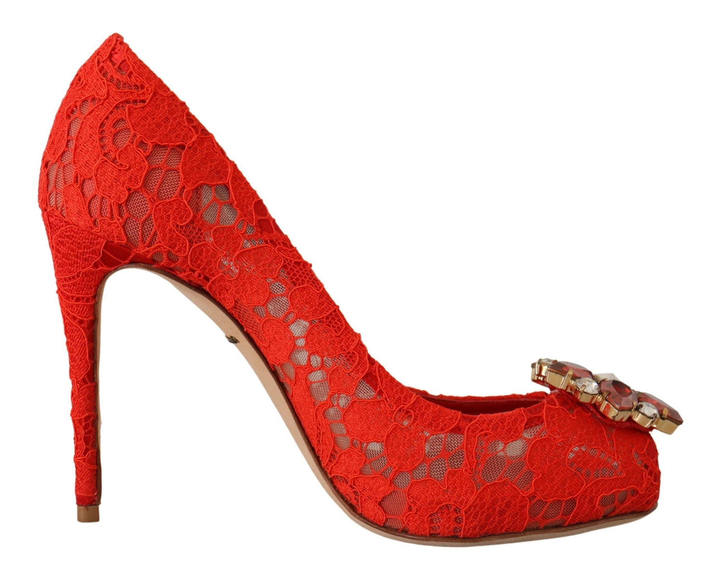Dolce & Gabbana Pumps Taormina aus Spitze in Rot mit Kristallen