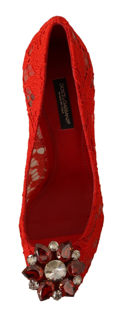 Dolce & Gabbana Pumps Taormina aus Spitze in Rot mit Kristallen