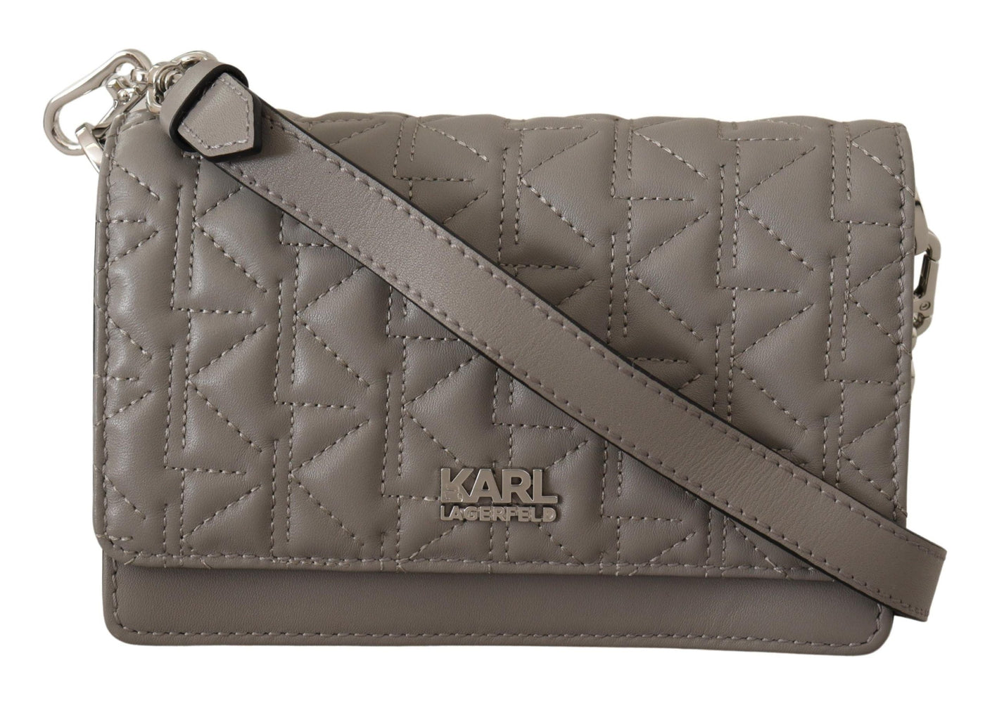 Karl Lagerfeld Crossbody Tasche K/KURL aus Leder in Hellgrau