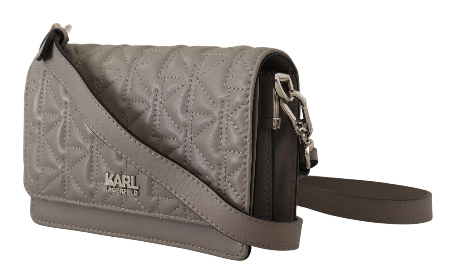 Karl Lagerfeld Crossbody Tasche K/KURL aus Leder in Hellgrau