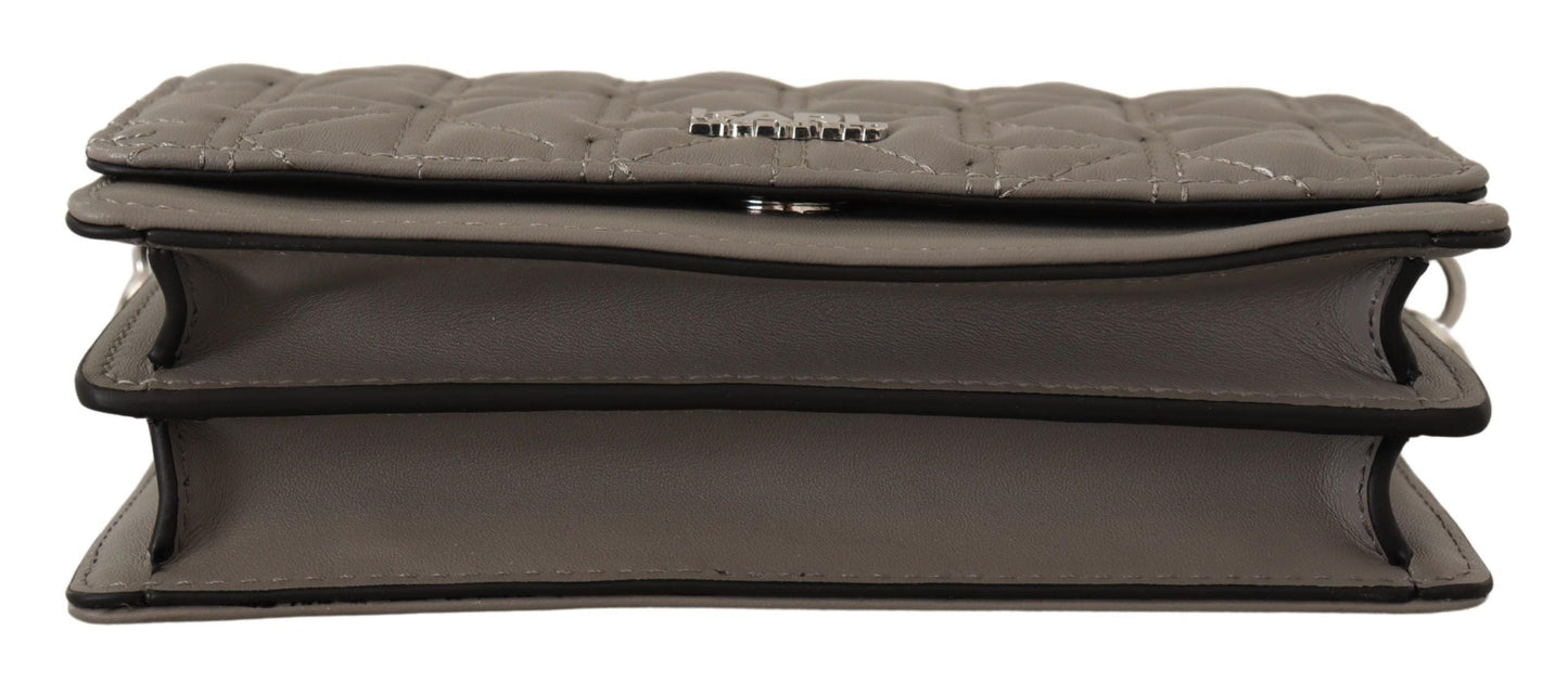 Karl Lagerfeld Crossbody Tasche K/KURL aus Leder in Hellgrau