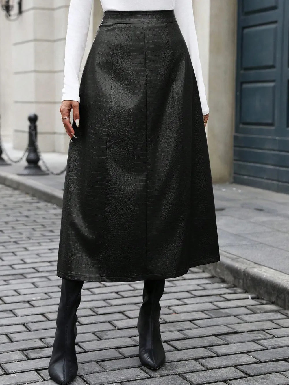 Damen High Waist Midirock mit figurbetonter Passform