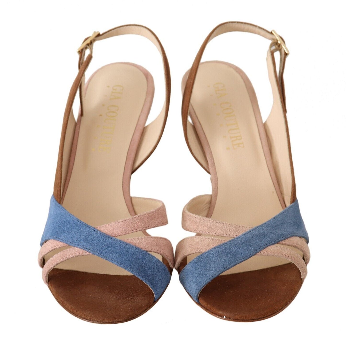 GIA Couture Slingback-Sandaletten aus Veloursleder in Multicolor