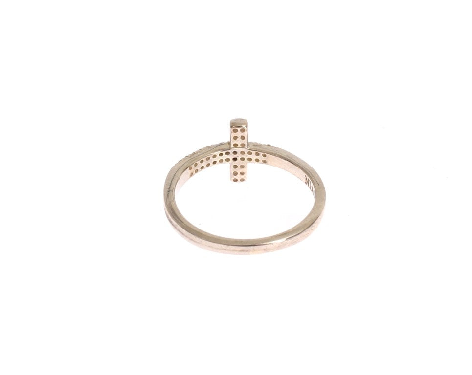Nialaya Damen Ring aus Silber mit klarem CZ-Kreuz