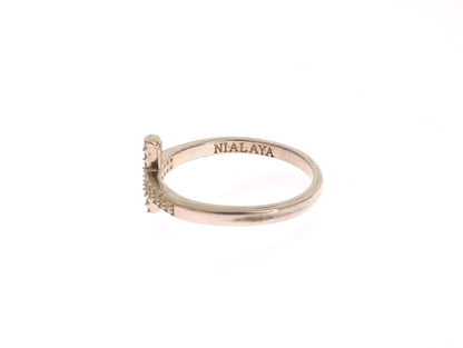 Nialaya Damen Ring aus Silber mit klarem CZ-Kreuz