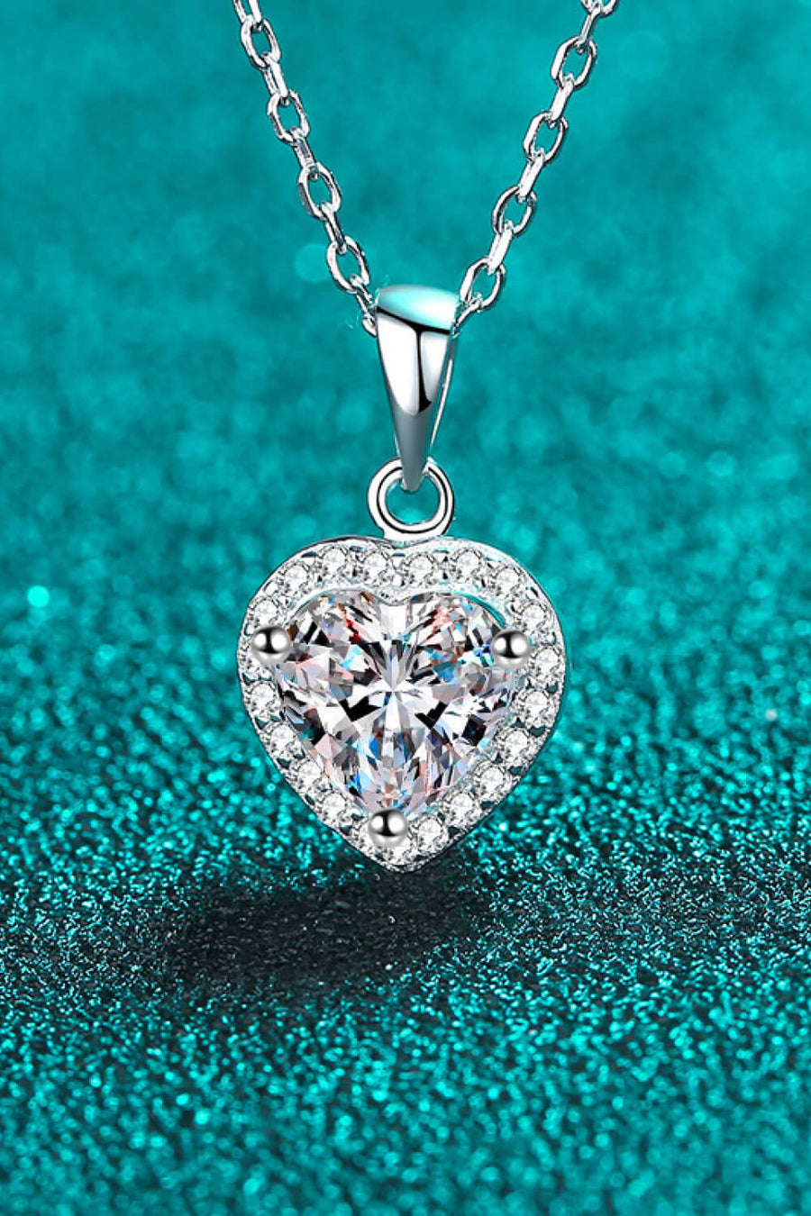 Damen Halskette Herz mit 1 Karat Moissanit aus 925 Sterling Silber