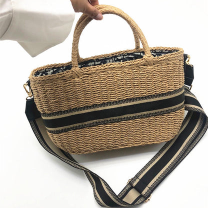 SolunaWeave™ – Coastal Barrel Straw Satchel