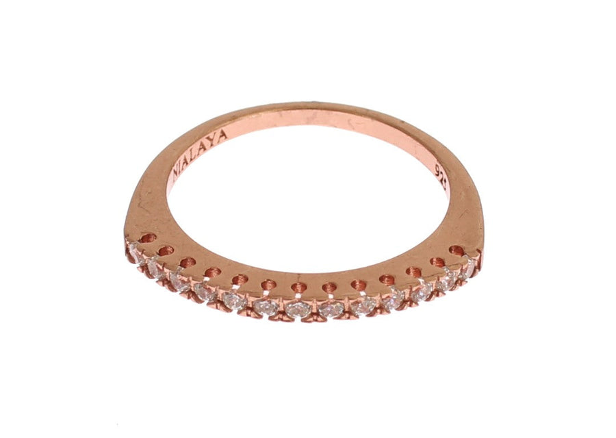 Nialaya Damen Ring aus vergoldetem Sterlingsilber in Rotgold mit klaren CZ-Kristallen