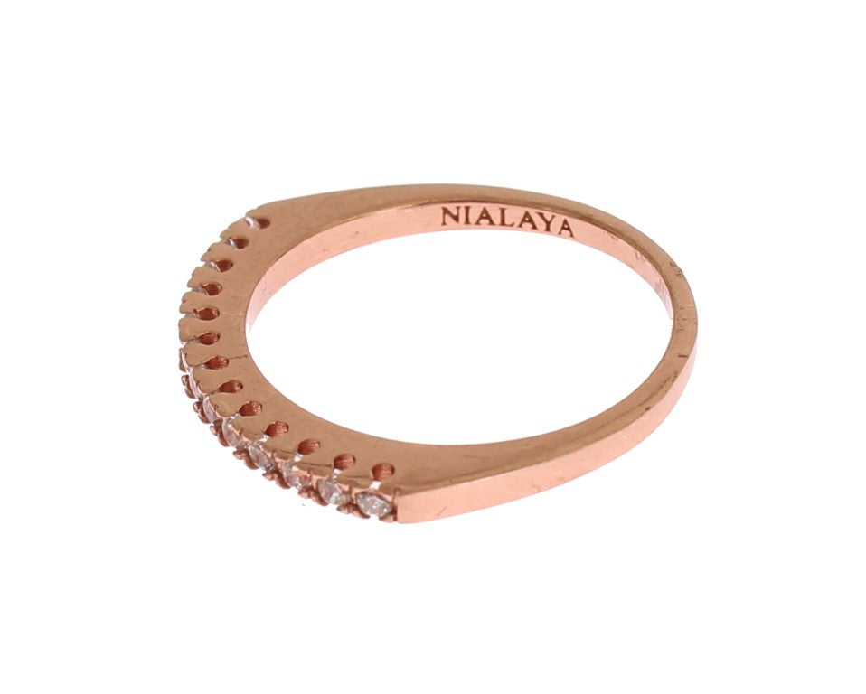 Nialaya Damen Ring aus vergoldetem Sterlingsilber in Rotgold mit klaren CZ-Kristallen
