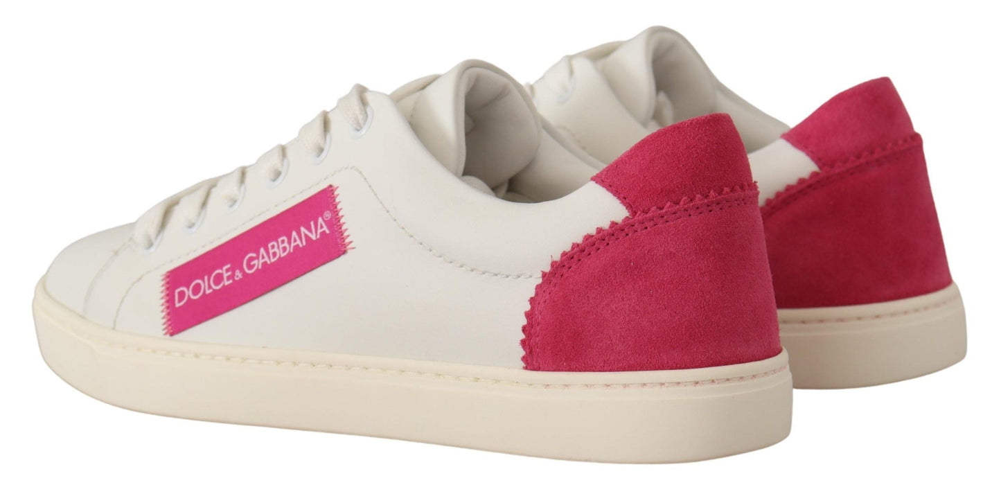 Dolce & Gabbana Low-Top Sneaker aus Leder in Weiß und Pink