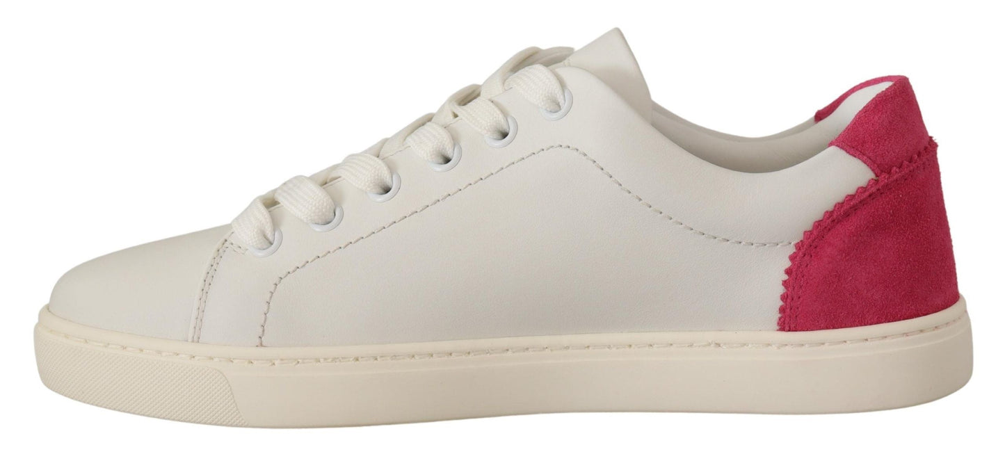 Dolce & Gabbana Low-Top Sneaker aus Leder in Weiß und Pink