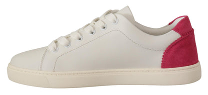 Dolce & Gabbana Low-Top Sneaker aus Leder in Weiß und Pink
