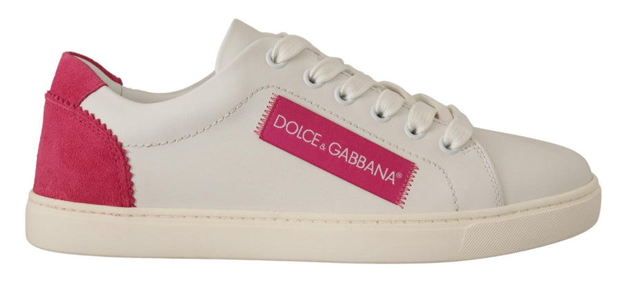 Dolce & Gabbana Low-Top Sneaker aus Leder in Weiß und Pink