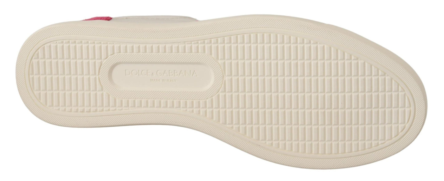 Dolce & Gabbana Low-Top Sneaker aus Leder in Weiß und Pink