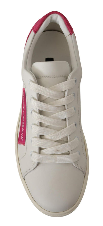Dolce & Gabbana Low-Top Sneaker aus Leder in Weiß und Pink
