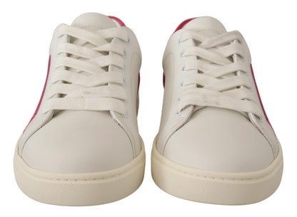 Dolce & Gabbana Low-Top Sneaker aus Leder in Weiß und Pink